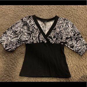 Black and white fitted top